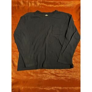 Global Long Sleeve Shirt Mens M Black Pocket Tee Crewneck Cotton Everyday Wear